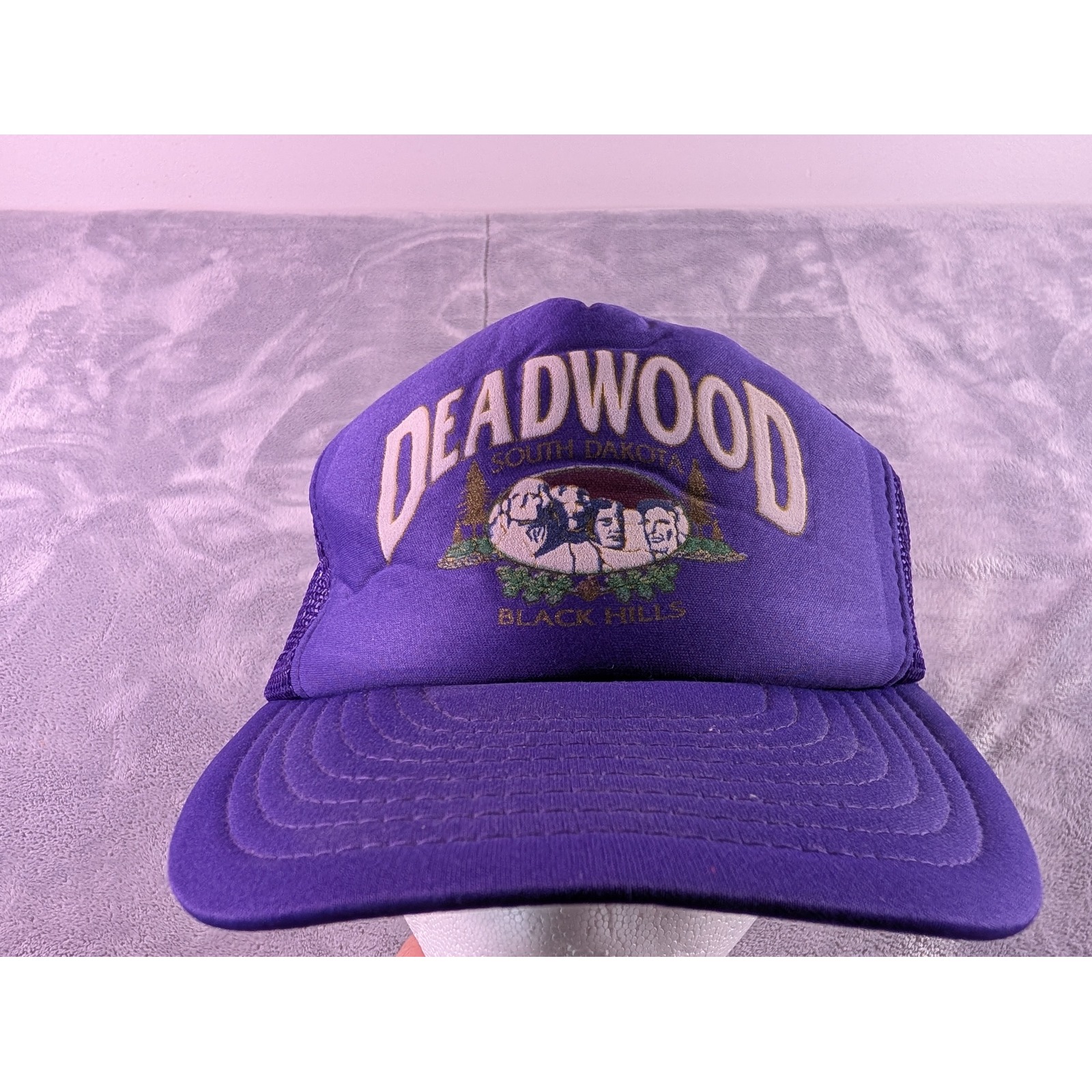 Vintage Deadwood South Dakota Black Hills Purple Trucker Hat Nissin Snapback Cap